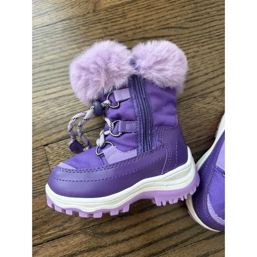 DREAM PAIRS Girls Toddler Snow Boots Slip Resistant Faux Fur Purple Sz 5 NEW